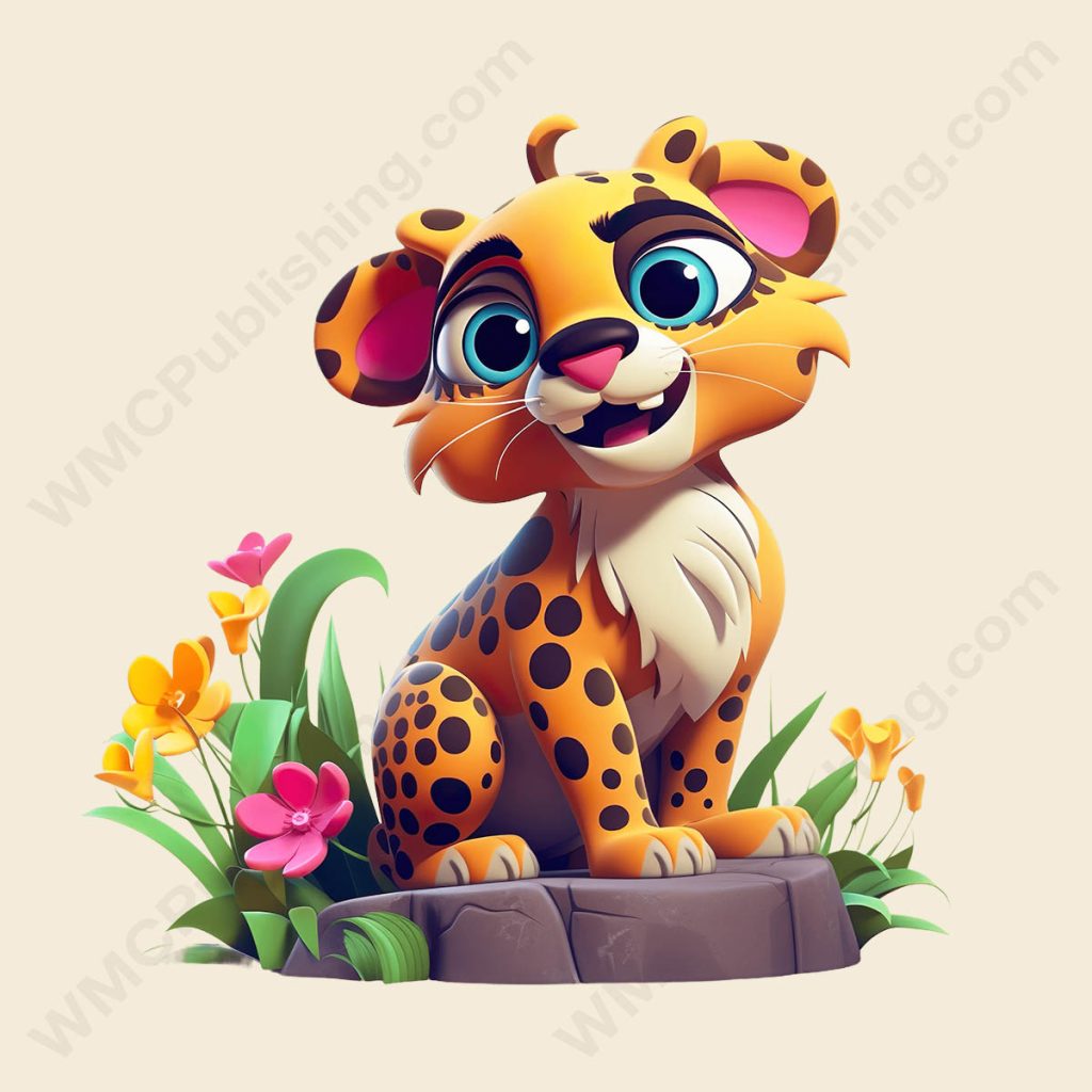 Cartoon Jaguar - Floral