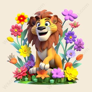 Cartoon Lion - Floral