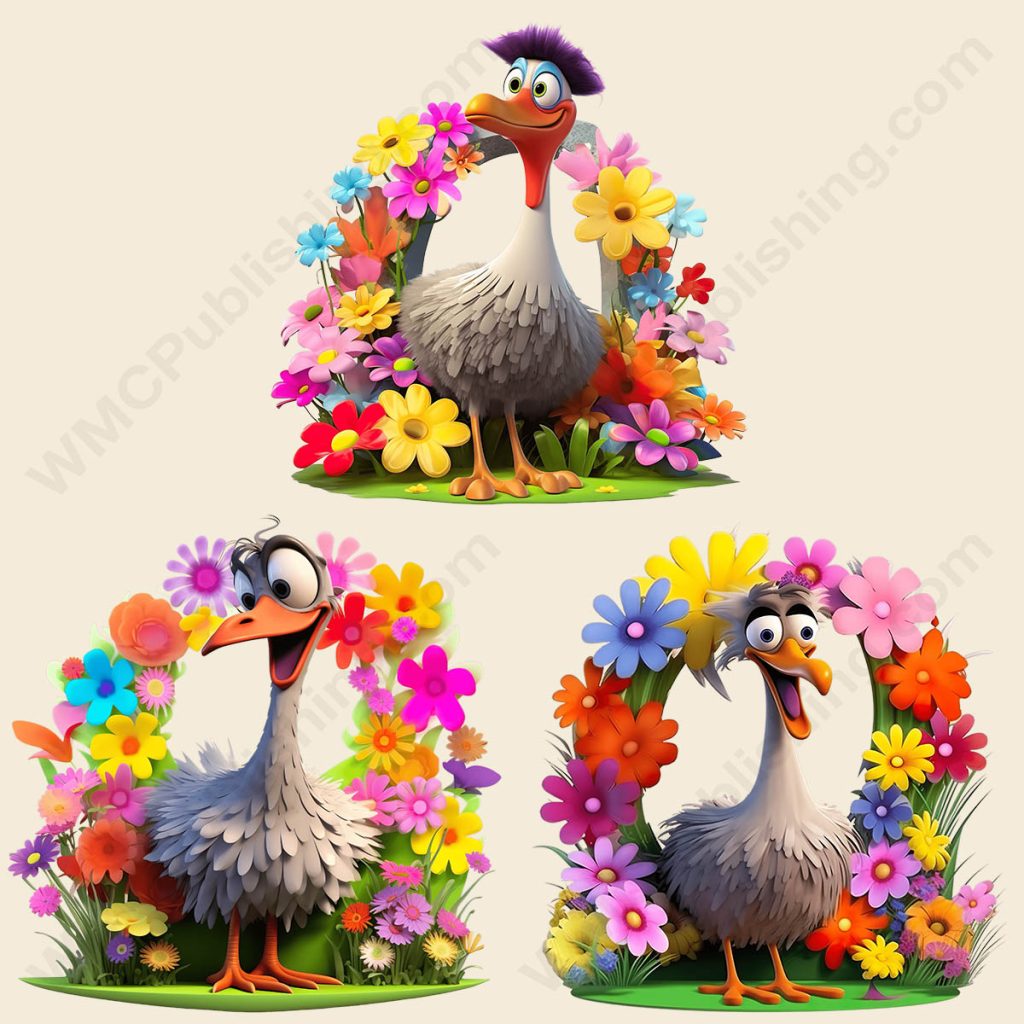 Cartoon Ostrich - Floral