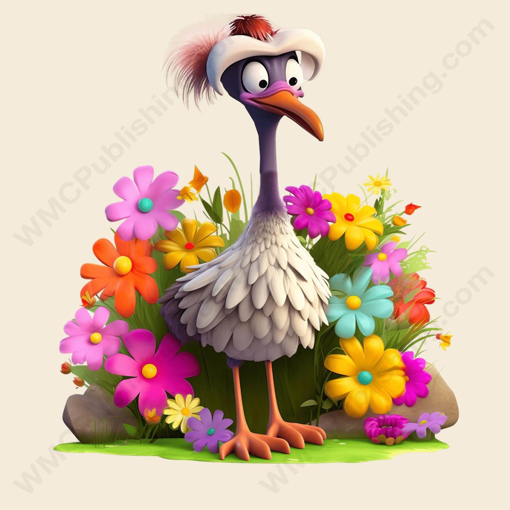 Cartoon Ostrich - Floral