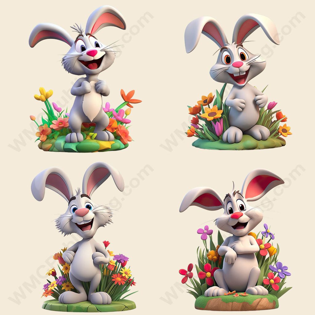 Cartoon Rabbit - Floral
